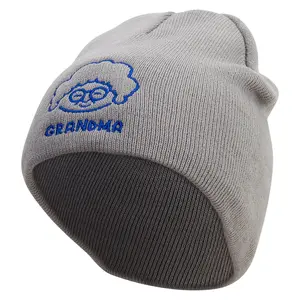Best Grandma Embroidered 8 inch Acrylic Short Blank Beanie
