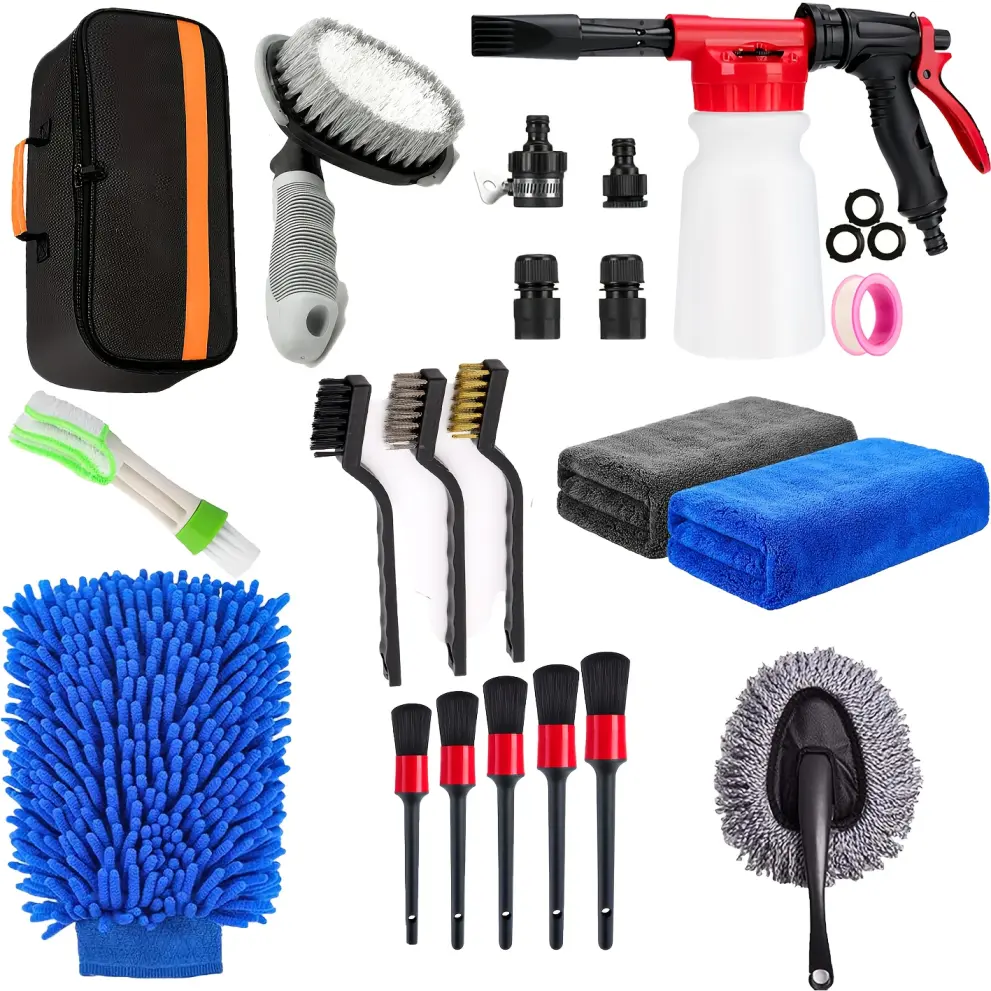 COFSODI 23pcs Car Cleaning Kit with 7500PA High Power Vacuum, Car Detailing Brushes, Microfiber Towels, Car Windshield Cleaning Tool, Professional Car Care Kit - Car Wash Brush Kit for Interior Exterior Wheels