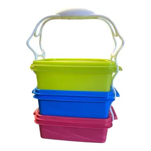 Lunch Box Containers with Carry All Handle Stacker Set of 3 in Vibrant Colors for Easy Storage and Organization