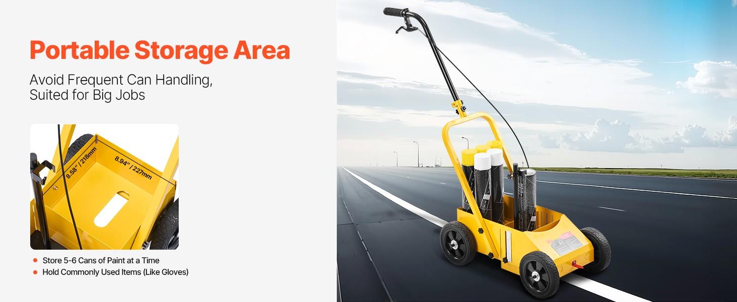 Striping Line Marking Machine With 4-Wheel Mobility, Heavy Duty Pavement And Road Marking Tool, Adjustable 2-4 Inch Width, 24 X 13 X 35.4 Inch Frame For Parking Lots, Roads, Stadiums And Sports Fields, Yellow