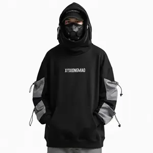 XYXIONGMAO Streetwear Techwear Hoodie Cyberpunk Tactical Mens Black Urban Hip Hop Japanese Sweatshirt Cozy Oversized Hoodie Stylish Oversized Hoodie Casual Cool Graphic Hoodie Artistic Sweatshirt