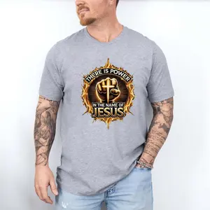 Men’S Christian Graphic T Shirt “There Is Power In The Name Of Jesus”, Breathable Casual Streetwear Sweatshirt, Durable Bold Faith Hoodie, Gift For Believers, Unisex Sweater Pullover Tee