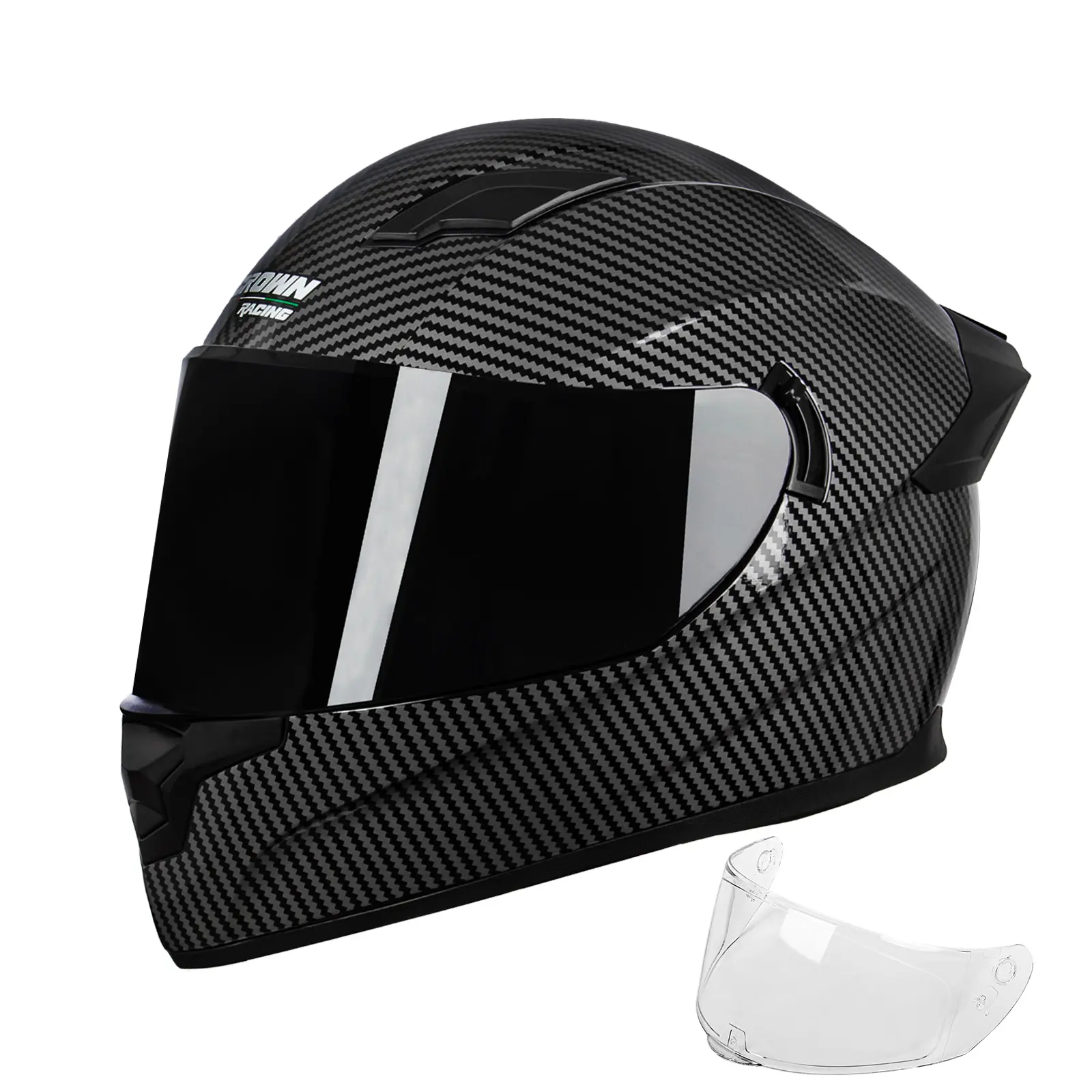 Crown Racing F-700 Full Face Motorcycle Helmet, DOT, 2 Shields
