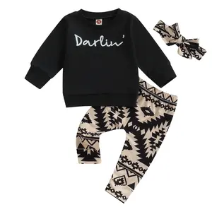 Baby Girl Winter Clothes Darling Crewneck Sweatshirts Flower Sweatpants Headband Toddler Fall Outfits