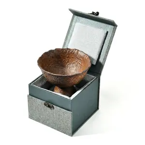 Handmade Rustic Rough Pottery Pedestal Tea Cup | Wabi-Sabi Stoneware Kung Fu Tea Master Cup