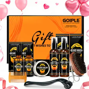 【Valentines Day  Gift Box】Beard Kit For New Year Gift & Men Grooming & Care W/Beard Wash,3 Packs Beard Oil,Beard Balm Leave-in Conditioner Boyfriend Father’s  Gift