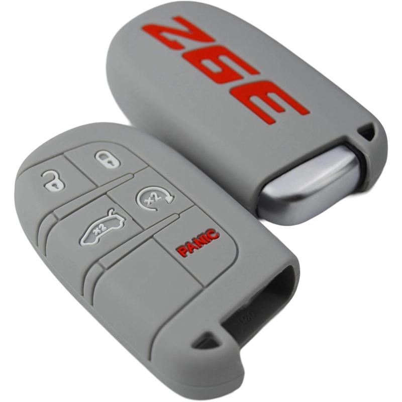 392 Silicone Key Fob Cover for Dodge Charger Challenger SRT Hornet R/T Dart Durango Journey and Jeep Cherokee Compass Renegade Chrysler 300 Keyless 5 Buttons Case Accessories