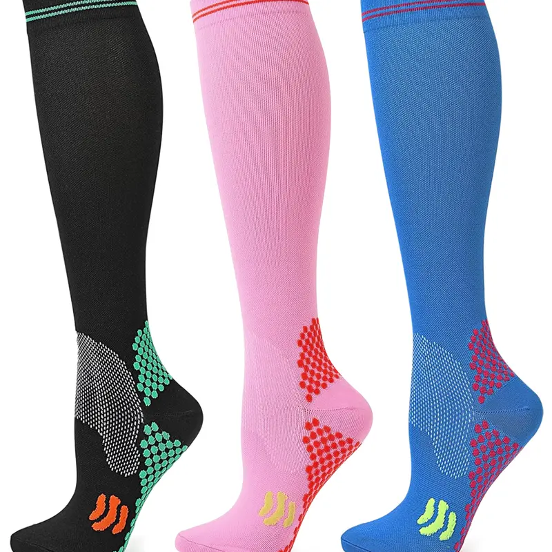 3 Pairs Compression Socks, Breathable Sport Socks for Running Jogging Cycling, Athletic Socks for Men & Women