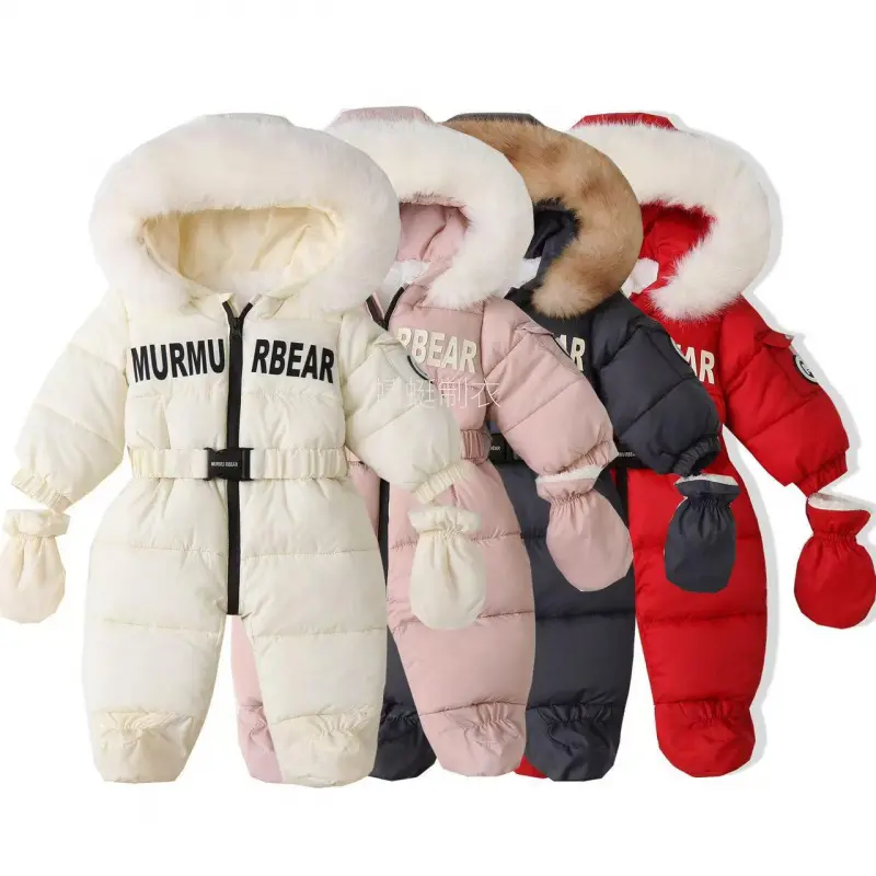 NewBaby Hooded Fleece Creeper    Elastic Waist + Built-in Mittens |           Thick Warm |           2025 Winter New |           0-24M