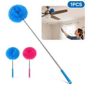 Extendable Ceiling Fan Duster, Stainless Steel Telescopic Long Handle Dust Cleaner for High Ceiling Fans, Home & Hard to Reach Areas