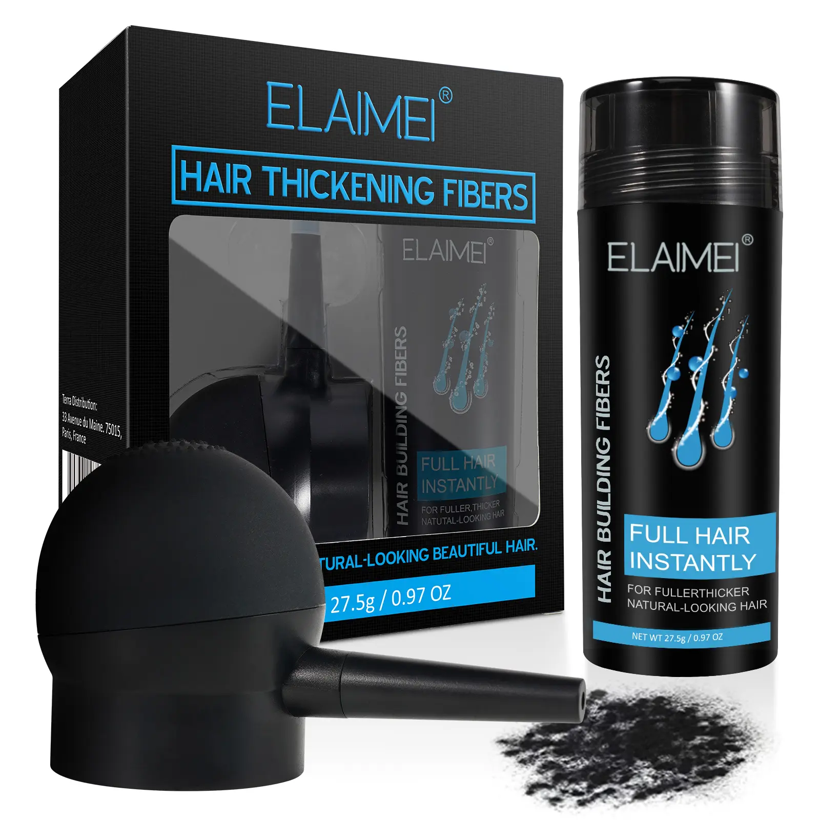 Hair Thickening Fibers, Skin-Friendly Hair Thickening Spray, Hair Thickening Powder, Root Texturizing Powder, Natural Formula Hair Care Fibers, Suitable for People with Thinning Hair, Hair Care