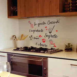 Italian Kitchen Love Quotes Wall Stickers, Graphic Decal, Universal Flat Tree Shape Door Setting, Home Decor for Bedroom Living Room Dining Room