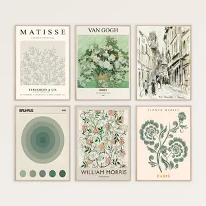 Unframed Wall Art Prints, 6 Counts/set Abstract Matisse Wall Art Exhibition Posters, Boho Art Prints, Retro Aesthetic Room Decor