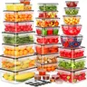62-Piece Airtight Food Storage Containers Set with 31 Lids & Labels, 85oz BPA-Free Leakproof Stackable Snack Containers, 4-Clip Lock Large Bins with Handle for Busy Mom Meals, Microwave-Dishwasher Safe Kitchen Gadgets for Fridge Prep
