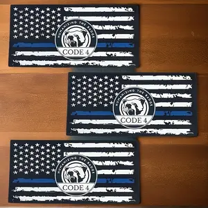 3pcs American Flag Thin Blue Line Vinyl Stickers - Patriotic Car Decals,  Black, White & Blue Stripes with "CODE 4" Emblem for Windows & Bumpers, Honoring Law Enforcement, Car Emblems and Badges, Bumper Decoration | Patriotic Theme |American Flag Decor