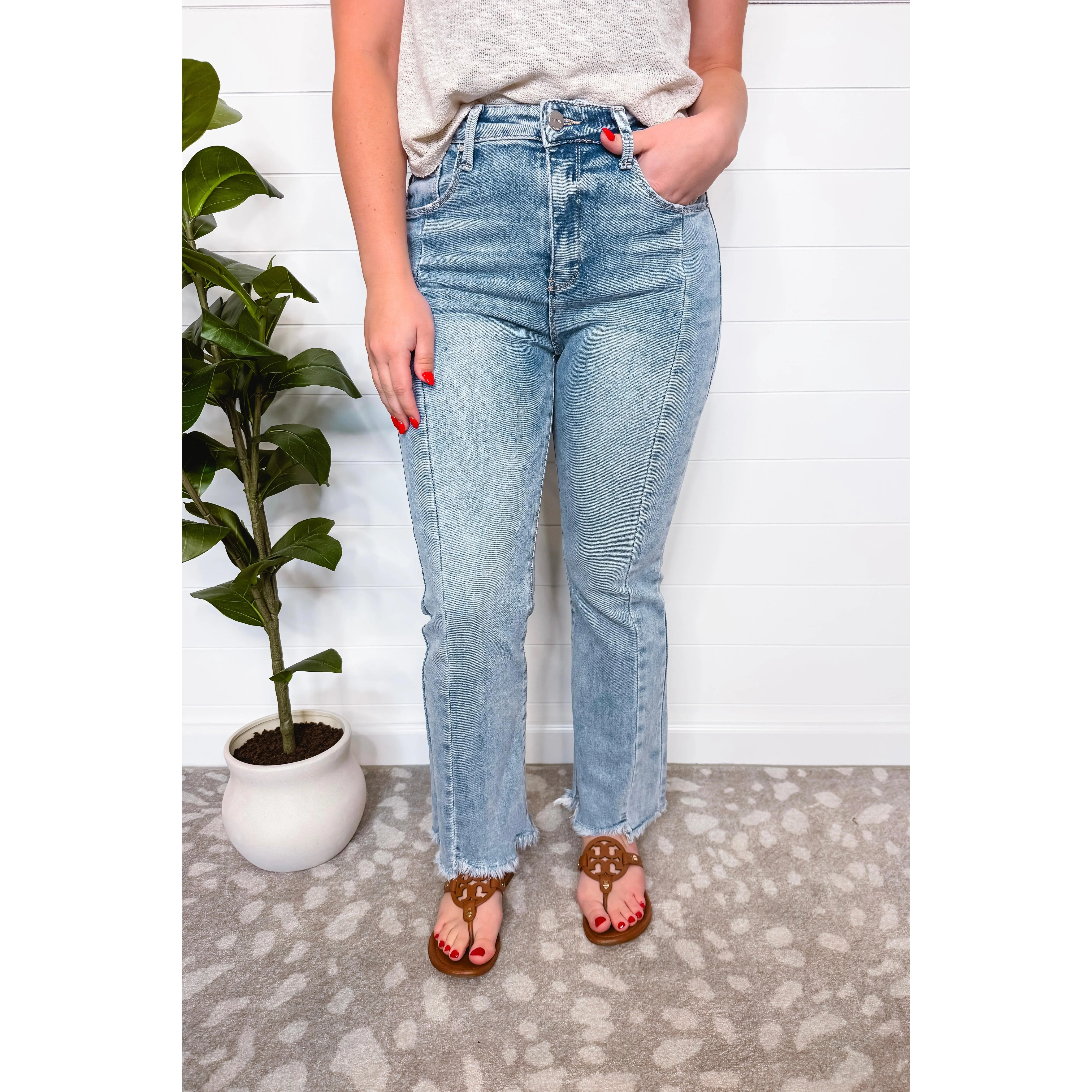 Reese High Rise Flare Seam Risen Jeans - Light