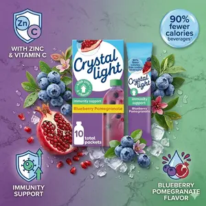 Crystal Light Immunity Support Blueberry Pomegranate Drink Mix | On-The-Go Water Flavor Packets (10 Count)