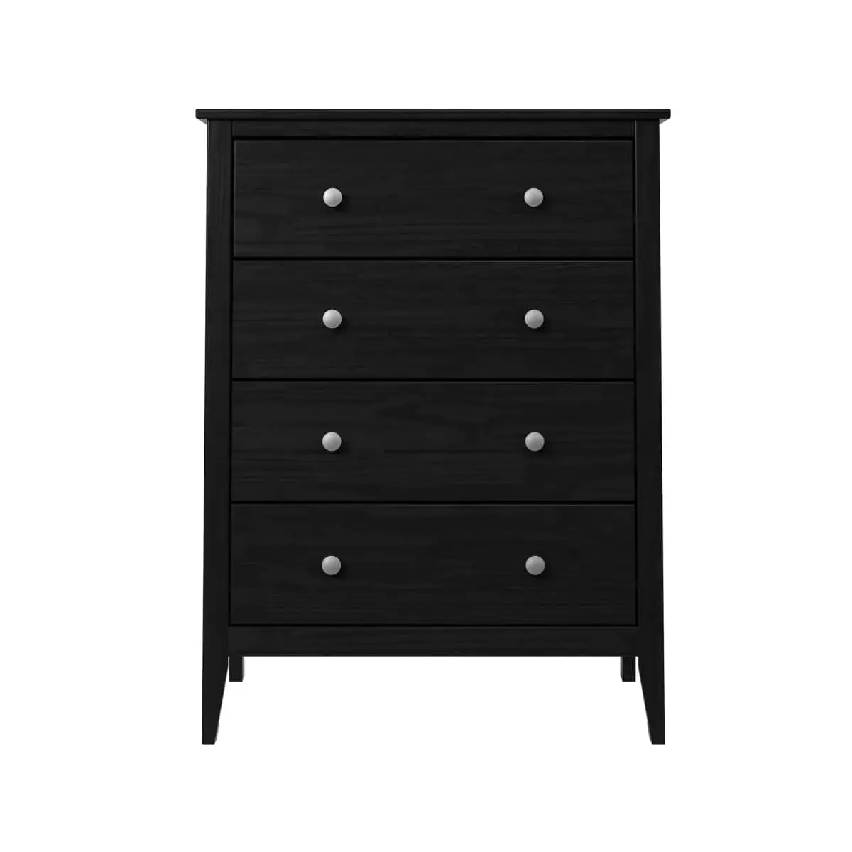 Jela USA 47911 Classic Solid Wood 4-Drawer Dresser - Black, 17.72l x 29.92w x 39.41h in, 57 lbs, Smooth Non-Toxic Finish