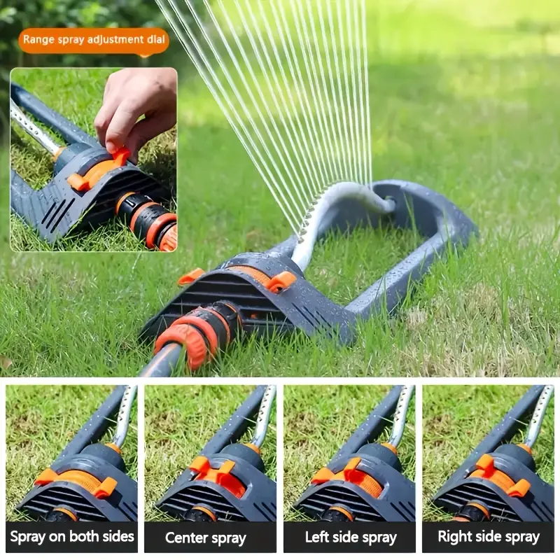 Professional Automatic Swinging Sprinkler Nozzle 19-Hole Rotating Head Ergonomic Handle Adjustable Spray Sturdy Durable Efficient Watering Garden Lawn Sprinkler for Flower Beds Lawns Dynamic Irrigation Systems Sprinklers for Yard