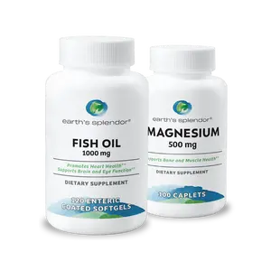 Heart + Muscle Support Bundle - Fish Oil 1,000mg Softgels & Magnesium 500 mg Tablets 