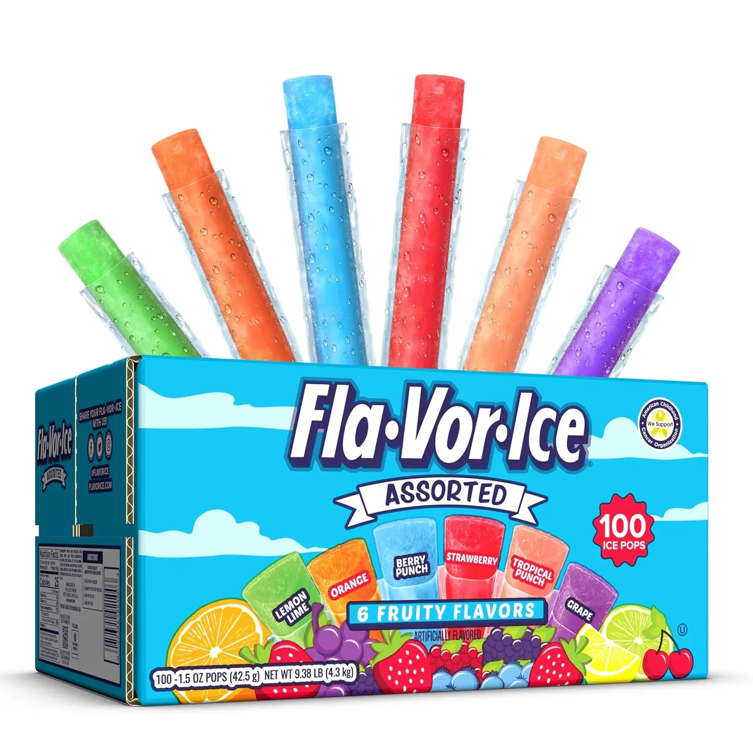Popsicle Variety Pack, Ice Pops, Assorted Flavors, 100 Count