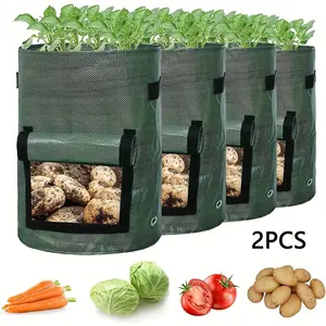 2pcs Potato Planting Bags with Lid and Handle, Vegetable Garden Grow Bags for Onions, Fruits, Tomatoes, Carrots (7 Gallon)