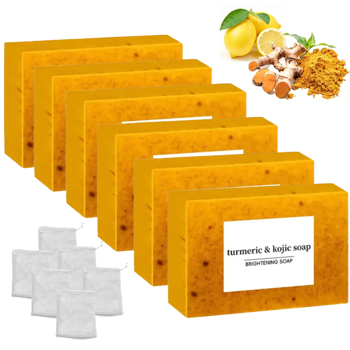 Magical Gentle Skincare Turmeric Soap | Kojic Acid & Retinol with Shea Butter Acne Brightening Bath Bar | Cruelty-Free Cleansing Set with Saver Bag Christmas Gift for Adults