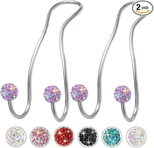 Bling Purse Hook for Car Headrest,Upgraded Cute Car Seat Hooks for Bag, Handbag Holder Purse Hanger for Car Bling Accessories for Women 2 Pack,Light Purple