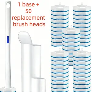 Disposable Toilet Brush Set, Replacement Sponge Head, Strong Cleaning Formula, Ergonomic Handle, Convenient Storage, Home, Dorm, Hotel Use, Toilet Cleaning System