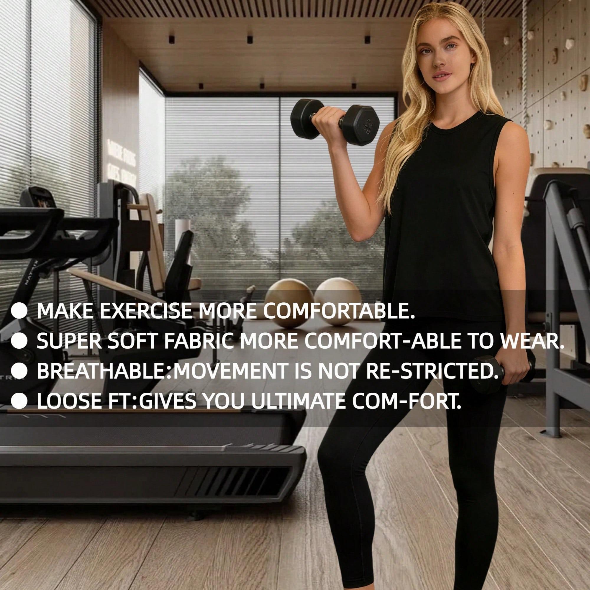 OKP 5 Pack Plus Size Women's Sleeveless Sports Vest, Loose Fit Breathable Workout Tank Tops, Moisture Wicking Yoga Tops, Casual Daily Layering Tanks For Gym, Running,Lounging