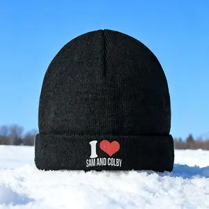 I Love Sam and Colby Printed Knit Hat Winter Warm Outdoor Cold Weather Headwear Matching Couples Hats for Couples and Romantic Gift Valentine's Day Christmas Anniversary Birthday Present for Lovers and Friends