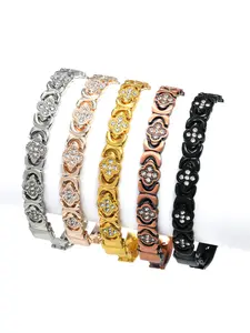 Magnetic Copper Flower Bracelet, Fashionable Durable Gift, Unisex Adjustable Size, Daily Wear, Vintage Style, Perfect for Autumn, Jewelry Accessories