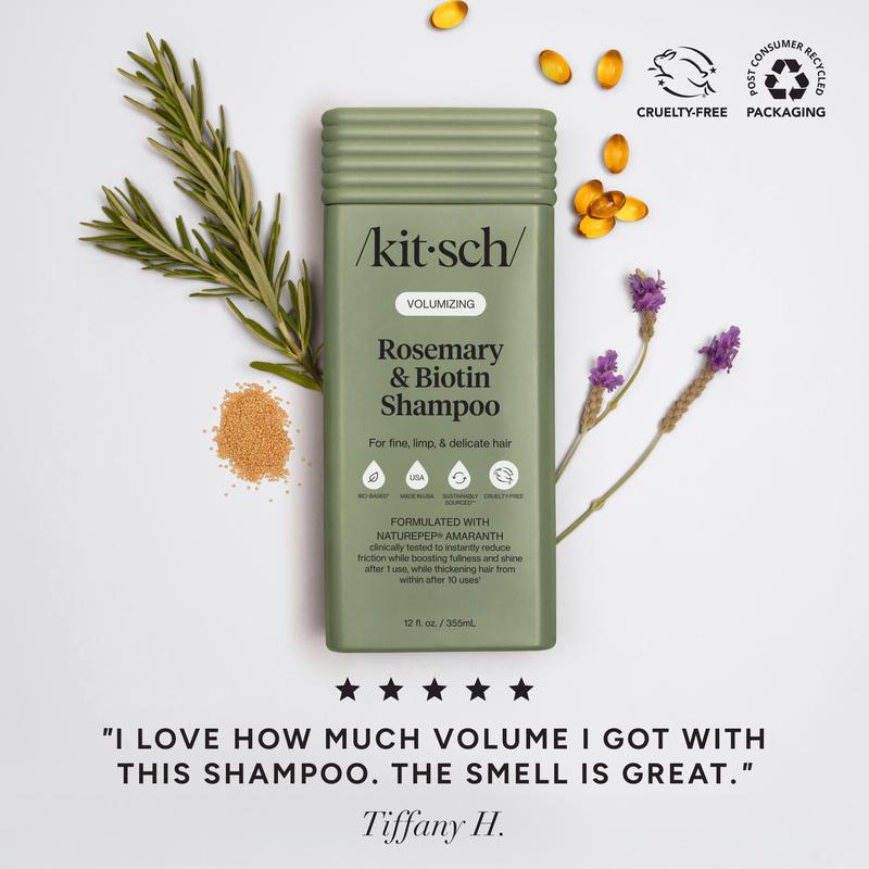 Kitsch Volumizing Rosemary & Biotin Shampoo & Conditioner Combo - Sustainably Sourced Coconut Fragrance Haircare Cleanser for Fine Hair