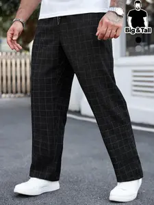 Men's Plaid Print Elastic Waist Pants, Casual Fashion Trousers, Casual Loose Comfortable Daily Wear, All Seasons Fashion, Fitted Style