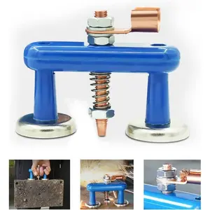 2025 Super Magnetic Welding Support Clip - 【New Version】Magnetic Welding Clamps, Adjustable Welding Ground Clamp w/Sturdy Suction Head, for Welder Copper Tail Ground Connector (Double Magnet)