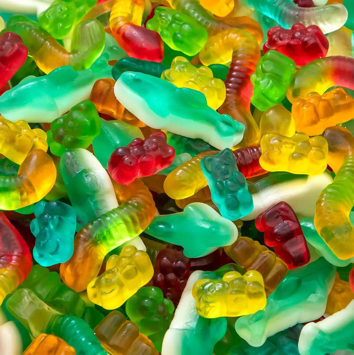 Gummy Candy Mix, Dye Free Candy, Fruit Flavors, 2 Lb Bag | Gummy Worms, Gummy Sharks, Gummi Bears, Dye Free Gummies