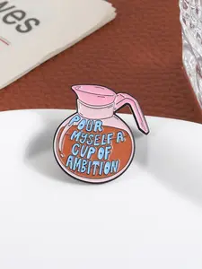 Positive Energy Motivational Coffee Pot, Zinc Alloy Material, Decorated with the Motivational Text "POUR MYSELF A CUP OF AMBITION", Unisex Design, Everyday Accessory Gift.