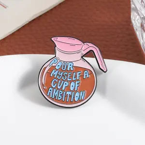 Positive Energy Motivational Coffee Pot, Zinc Alloy Material, Decorated with the Motivational Text "POUR MYSELF A CUP OF AMBITION", Unisex Design, Everyday Accessory Gift.