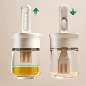 Silicone oil brush, kitchen oil brush, 2-in-1 oil bottle with silicone oil brush, perfect for cooking vinegar, sauces, barbecue and frying, Grill Brush