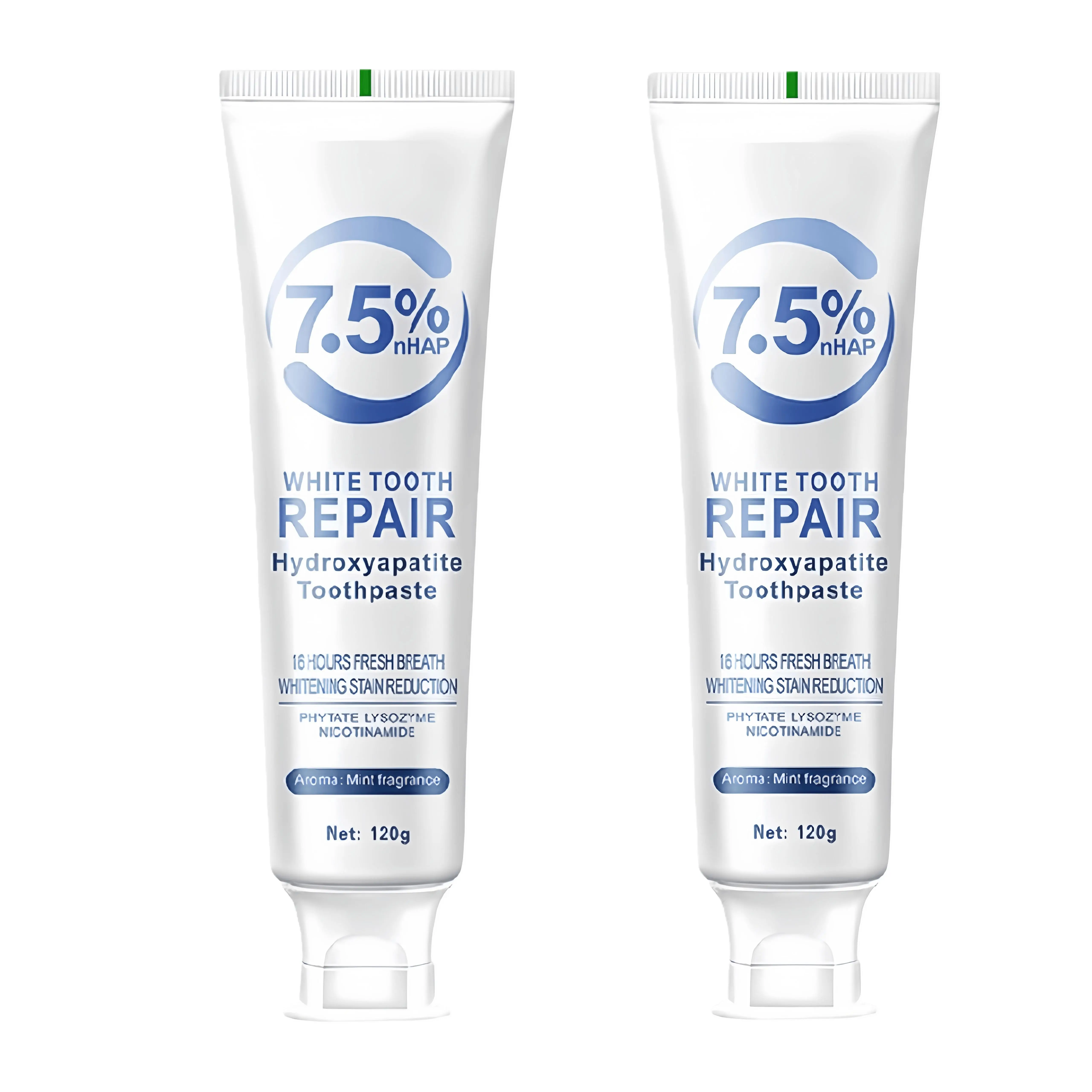 2pcsNano-Hydroxyapatite Enamel Repair Toothpaste 7.5% Formula Fluoride-Free for Sensitive Teeth Natural Peppermint Daily Oral Care Essential