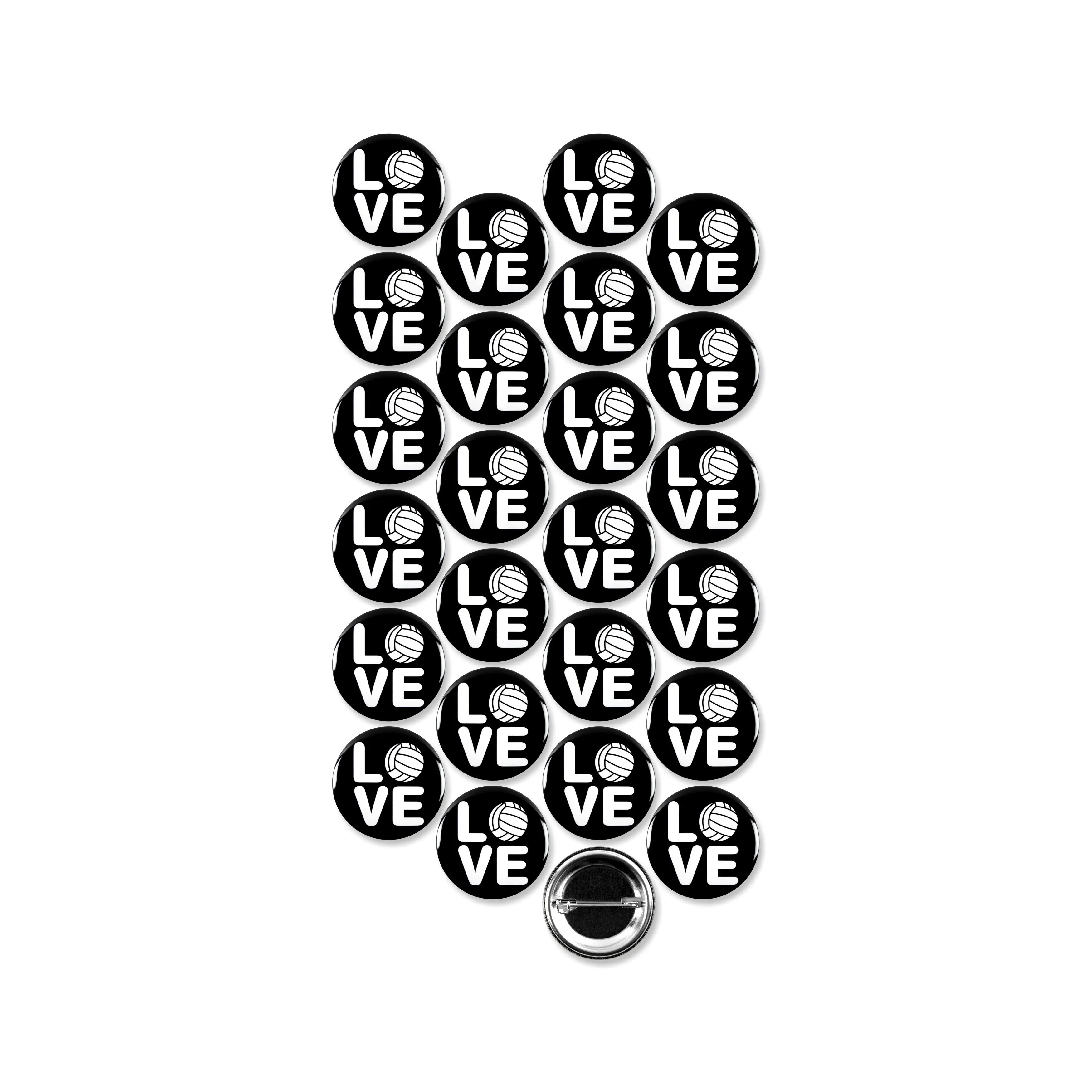 25 Pack - Love Volley Ball Sports Pinback Buttons - 1.5 Inch