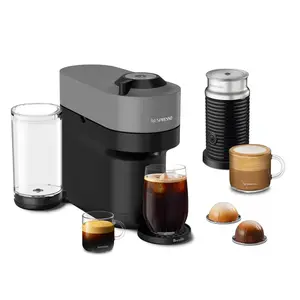 Nespresso 25.4 oz Espresso Maker Gray Vertuo Coffee Breville Milk Frother