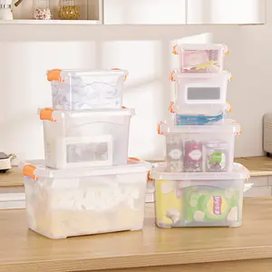 Extra-Thick Clear Storage Box, Large Capacity Desktop Organizer Bin, Stackable Storage Container, Multi-Purpose Toy & Snack Storage Box for Kitchen, Bedroom & Living Room