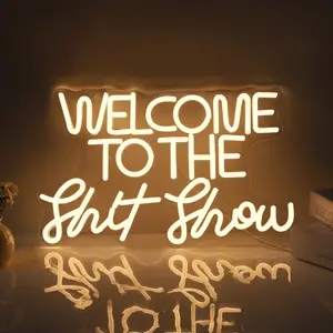 Serbasic Welcome to the Shit Show Neon Sign Neon Light Dimmable with ON/OFF Switch for Wall Decor Living Room Hotel Bar Club Beach Wedding Valentine's Day Birthday Party Gifts Artwork Bedroom Home Decor Interior