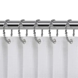 212 MAIN Metal Zinc Alloy Rust-Proof Shower Hooks - Polished Chrome Bathroom Fixture Accessory for Curtains, Liners, 12-Piece Set for Shower Curtain Rod