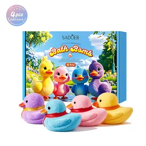 1 Box 4 Funny Duck Bath Bombs, Gentle Foaming Bath Experience, Long-Lasting Fragrance, Moisturizing Skin, Stress Relief, Gift for Women