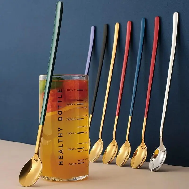 1pc Stainless Steel Spoons Ice Cream Spoons Long Handle Coffee Spoons Stirring Spoons Kitchen Utensils