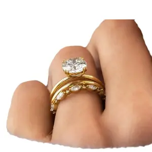 Women's INS Style Ring Set - 3-Piece Moissanite Band Fashion Stackable Jewelry