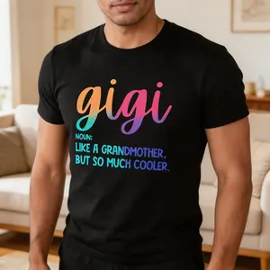 95% Polyester 5% Elastane Casual Crew Neck T-Shirt with Gigi Alphabet Print, All Season Comfort Fit, Knit Fabric Tee