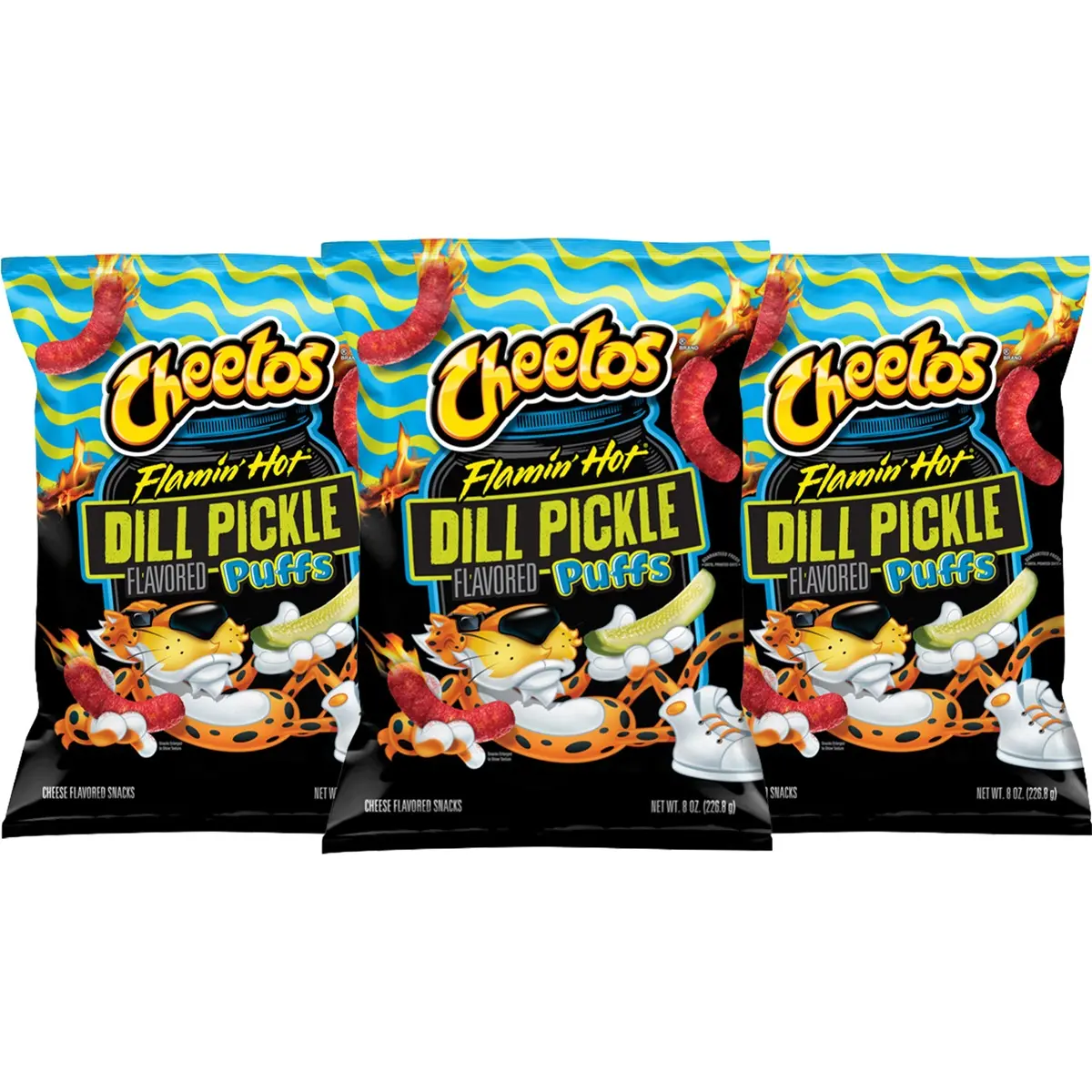 Cheetos Flamin' Hot Dill Pickle Puffs Bundle - 3 bag Cheetos Flamin' Hot Dill Pickle Puffs Bundle - 3 bag